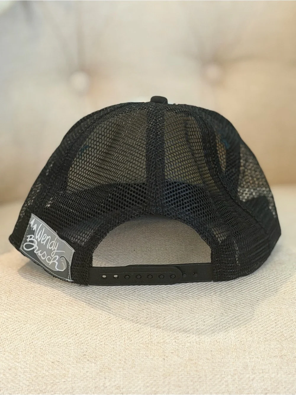 Floral Antler Trucker Hat - Black and Light Blue